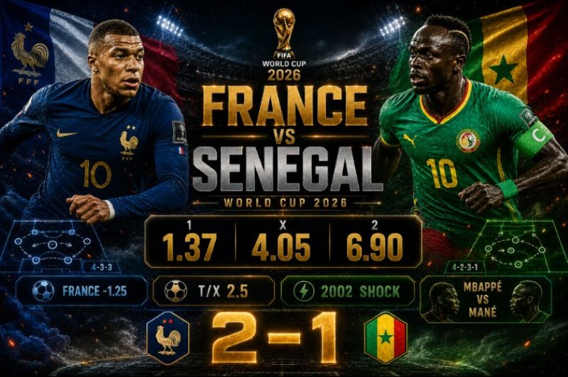 Dự đoán tỷ lệ kèo kết quả và tỷ số Pháp vs Senegal