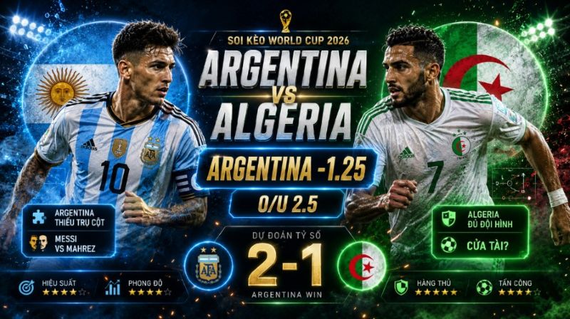 Dự đoán tỷ lệ kèo kết quả và tỷ số Argentina vs Algeria